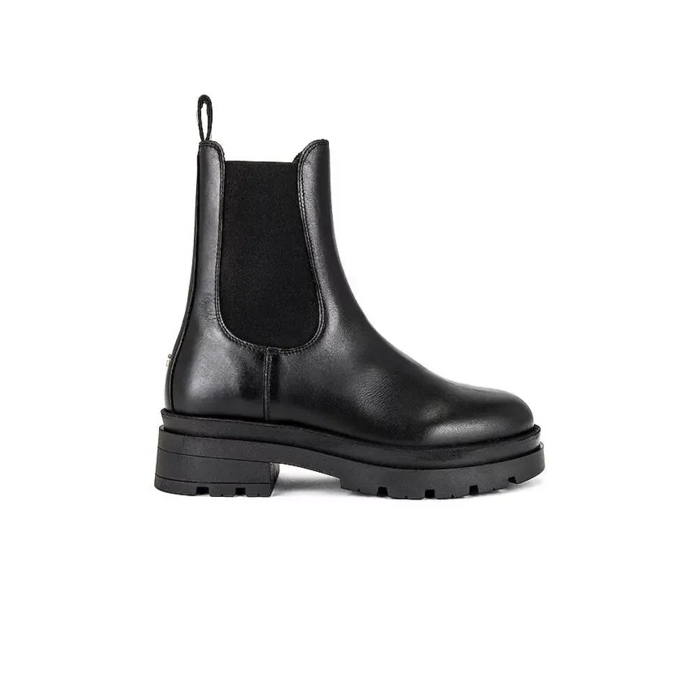 Anine Bing Justine Boots in Black Size 40 Leather Pull-On Round Toe Rubber Sole